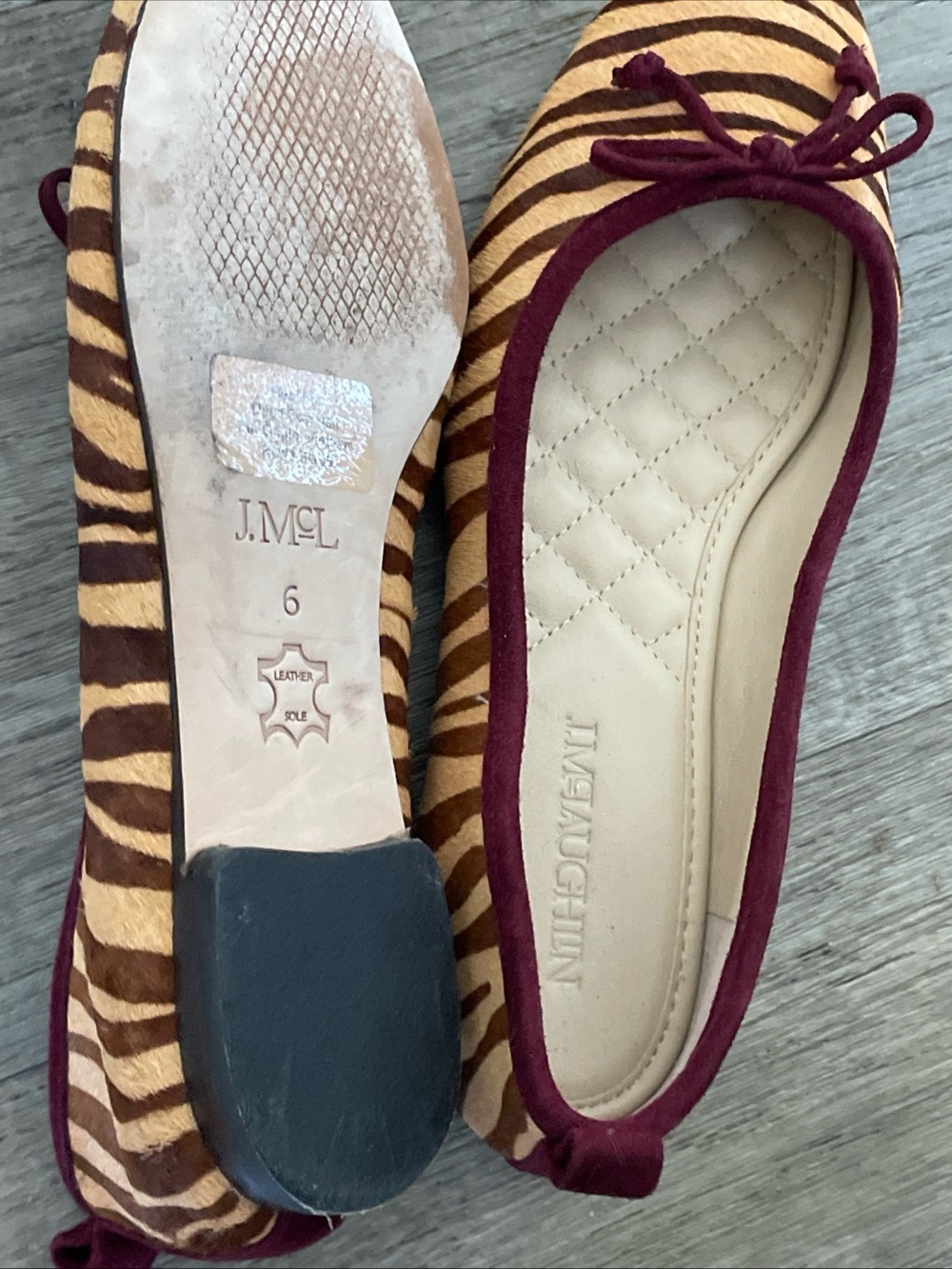 J. McLaughlin Zebra Calf Hair Tassel Loafers Leather Flats Women’s Size 6 - Picture 13 of 16